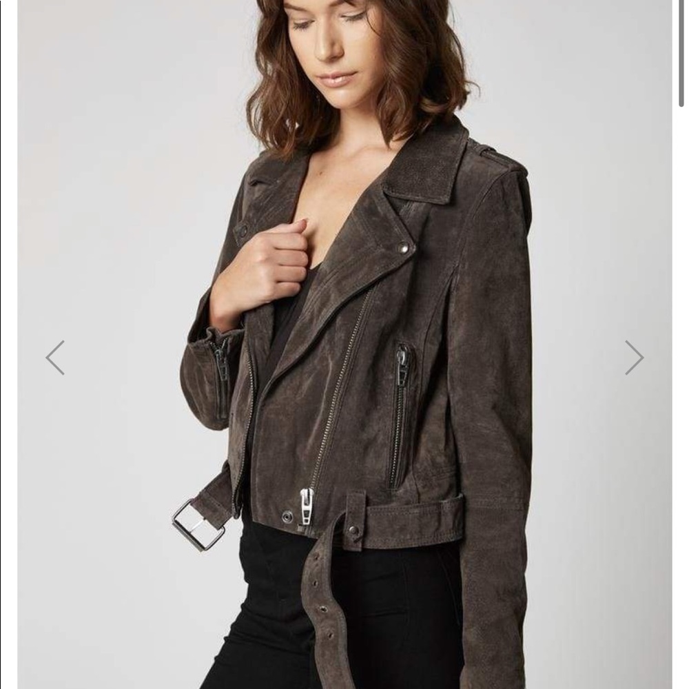 Grey blank nyc suede moto jacket